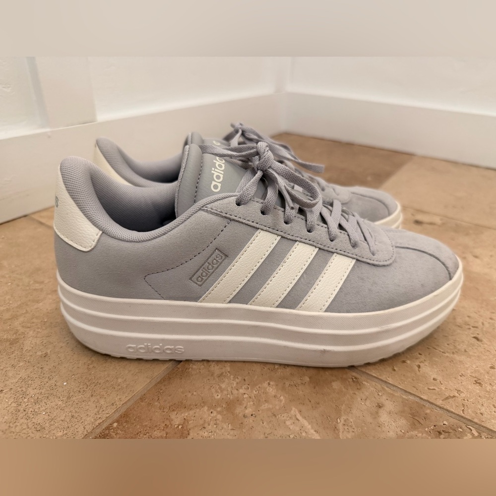 adidas Women's Light Gray & White Court Bold Sneakers